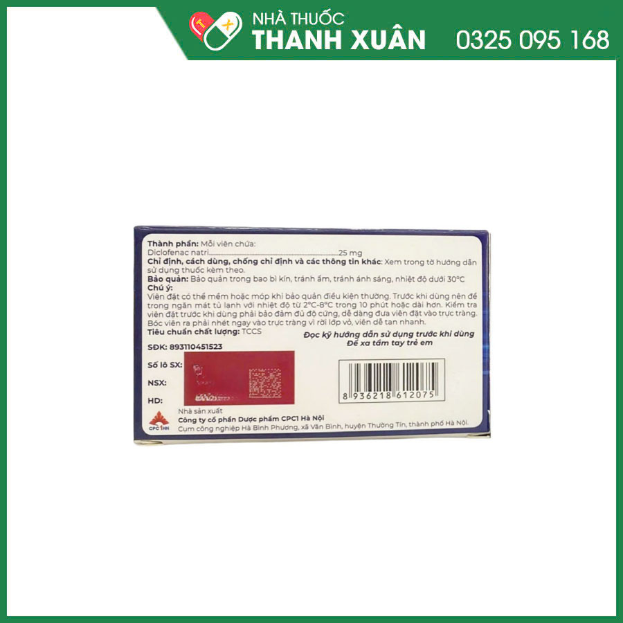 Diclodat sup.25mg thuốc giảm đau, chống viêm, hạ sốt khi cần